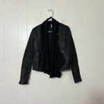 Free People  Black Drape Coated Denim Knit Moto Jacket Size 4 Photo 1