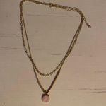 Madewell NWOT  Gold Tone Rose Quartz Pendant Layered Necklace Photo 2