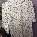 Karl Lagerfeld  White Shirt with Black Script and Red Hearts kitty face bonjour Photo 3