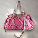 Guess Vtg Y2K  Pink Metallic Groovy G Logo Shoulder Satchel Purse Bag Charm Photo 4