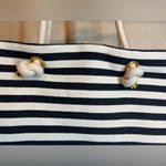 Lancôme Paris Large Tote Shoulder Bag Black, Cream Stripes Metallic Silver, Vaca Black Photo 4