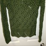 Lumiere Green Crochet Knit Sheer Scoop Neck Long Sleeve Sweater Top S Photo 4
