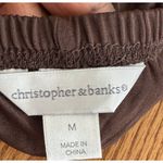 Christopher & Banks Long Flowy Stretchy Chocolate Brown Pleated Maxi Elastic Waist Skirt Size M Boho Photo 2