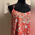 Hollister EUC Red and White Embroidered Y2K floral tank size medium Photo 1