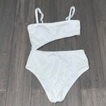 Shade & Shore White Women’s Ribbed One Shoulder Cut Out One Piece Swimsuit ~ ~ S Photo 2