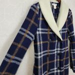 Artisan NY Women's Coat Jacket M Blue Plaid Wool Blend Fleece Collared Buttons Photo 3