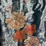 ECI  women's size 14 blue velour floral dress sleeveless asian kimono large Photo 12