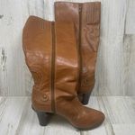 Antonio Melani Knee High Smooth Leather Block Heel Boots Brown Caramel size 7.5 Photo 5