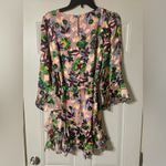 SALONI Silk Floral Ruffle Mini Dress Multicolor Light Pink Lined Slip Size 8 Photo 10