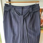 EXPRESS  Stylist Navy Blue Pinstripe High Waist Belted Straight Leg Trouser Sz 8 Photo 8