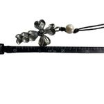 MARCIE USA Flower Pewter Cross Pendant With Pearl Necklace Vintage Silver Photo 9