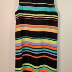 Halogen Black & Rainbow Stripe Sleeveless Shift Dress - Size Medium Photo 3