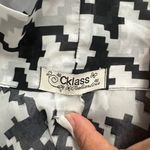 Elegant Women's Houndstooth Button Down Shirt Black Size M Photo 7