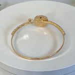 Gold Bangle Bracelet Quartefoil Flower Clover with Cubic Zirconia Photo 2
