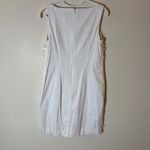 Ann Taylor  Petite White Textured Chiffon Appliqué Sheath Dress 8P Photo 5