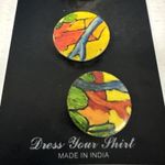 Vtg Pier 1 Imports Dress Your Shirt 4 Button Covers Art‎ Abstract Delicate Boho Yellow Photo 4