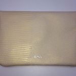 IPSY Glam Bag Make Up Bag in Pale Gold Embossed Snake w/White Background Photo 1