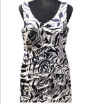 JS Collections Flattering White & Navy Tiered Texture sheath  lFloral Dress Size 10 Photo 1