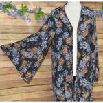Little Lies Open Front Floral Cardigan Kimono Size XS Blue Floral Bell Sleeve Photo 4