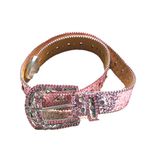 Western Pink Rhinestone Studded Leather Belt Bling Cowgirl Y2K Photo 2