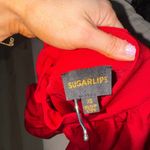 Sugarlips stacy ruffle dress drop hem bow high neckline flutter short sleeves Red Size XS Photo 2