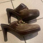 Coach  Claude taupe suede mule heels Photo 0