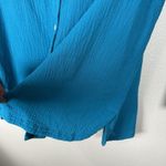 J.Jill Button Up Tunic Shirt Womens Large Gauze 100% Cotton Long Sleeve Blue Photo 2