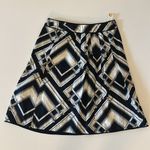 Talbots  A-Line Skirt Size 2 NWT Navy Blue White Geometric Print Full Skirt Class Photo 7