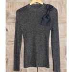 NWT Ann Taylor Womens Black Gold Ribbed Top With Bow Accent Size M Party Elegant Size M Photo 6