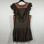 Free People Brown Day Glow Embroidered Ruffle Mini Dress Photo 4