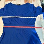 Eileen Fisher Knit Dress Blue Rayon Spandex Long Sleeve Stretch Photo 4