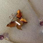 Handmade Vintage INC. 12K GF Signed Butterfly Brooch & Garden Vibe Necklace 20” Photo 7
