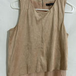 ZARA Ladies Beige Top Faux Suede Boho Size M Festival Blouse Photo 0