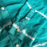 Old Navy  Womens Sheer Button Down Blouse Shirt Top Striped Teal White Small Photo 5