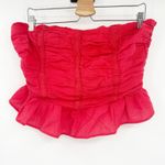 Free People  Womens‎ Fun In The Sun Cotton Smocked Tube Top Ruffle Peplum Size L Photo 2