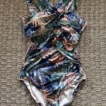 Garnet Hill  Size 6 Swimsuit One Piece Floral Ruched Front Underwire Tropical Photo 0
