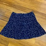 Banana Republic Navy Blue Skirt White Key Print Pleated Mini Womens Size 6 Work Photo 1