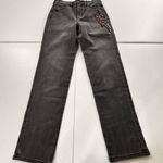 EXPRESS  Womens Slim Super High Rise Grey Jeans Embellished Lightning Bolt Sz 2R Photo 0