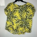 C&C California crop boxy pure linen button back blouse top size Medium tropical Photo 0