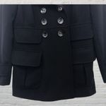 Sandro  Sportswear Black Double Breasted Peacoat Jacket Stretch Lined M Photo 7