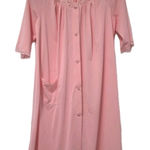 Vintage Shadowline Pink Nylon Floral Lace Lounge Wear Nightgown Size SMALL Soft Photo 0