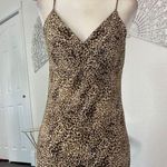 Early 2000s Euro Slinky Leopard Cheetah Animal Print Mesh Midi Maxi Slip Dress M Brown Size M Photo 2