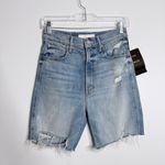 NWT Mother‎ Superior High Waisted Smokin Short Fray Resting Beach Face Size 26 Blue Photo 0