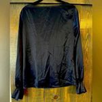SheIn Navy  Women's Satin Cowl Neck Flounce Sleeve Blouse‎ Size M A50 Photo 3