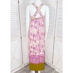 Loft Chic Ann Taylor Womens Sz 6 Pink White 100% Silk Long Lined Sundress Dress Photo 2