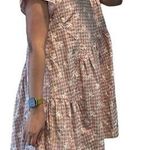 EN SAISON Cotton Ruffle Embroidered Plaid Red Mini Dress Sz M Orange Size M Photo 1