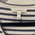 Maurice's White Stripe Lace Up Babydoll Tank Top Photo 3