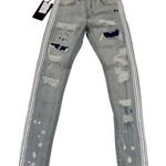 Embellish Distressed Ripped Denim Jeans White Stripe Light Wash Womens Size 28 Blue Photo 0