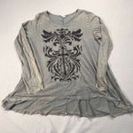 American Age  XL Distressed Grunge Long Sleeve Tunic Top Gothic Cross Boho Flowy Photo 0