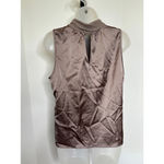 Bailey 44 Satin Sleeveless Top Sand Color Size Medium Mock Neck keyhole‎ back Photo 2